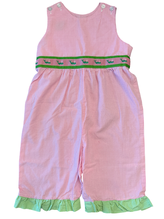Pink Gingham Overalls 4T EUC