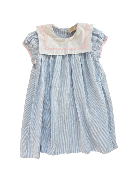 TBBC Blue Seersucker Dress EUC 7