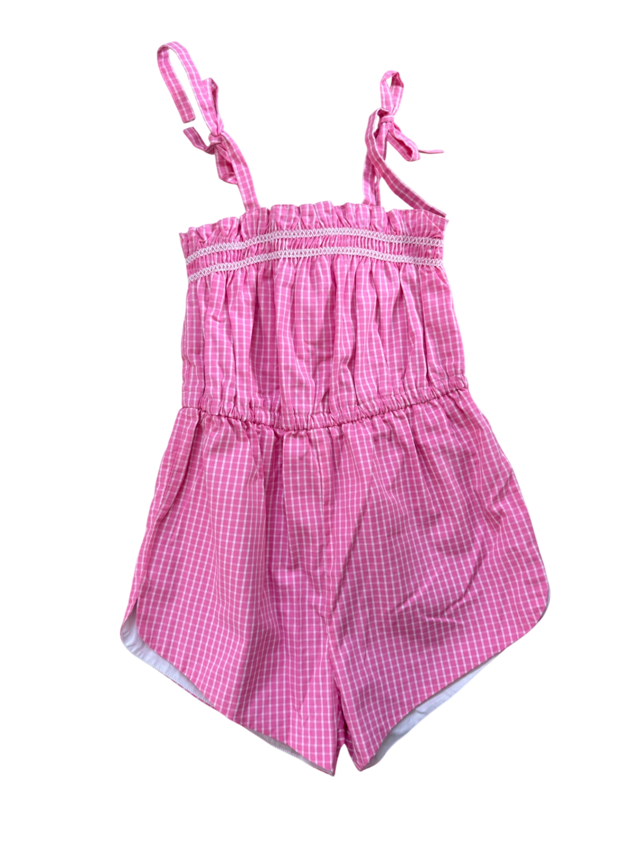 TBBC Pink Check Romper EUC 8
