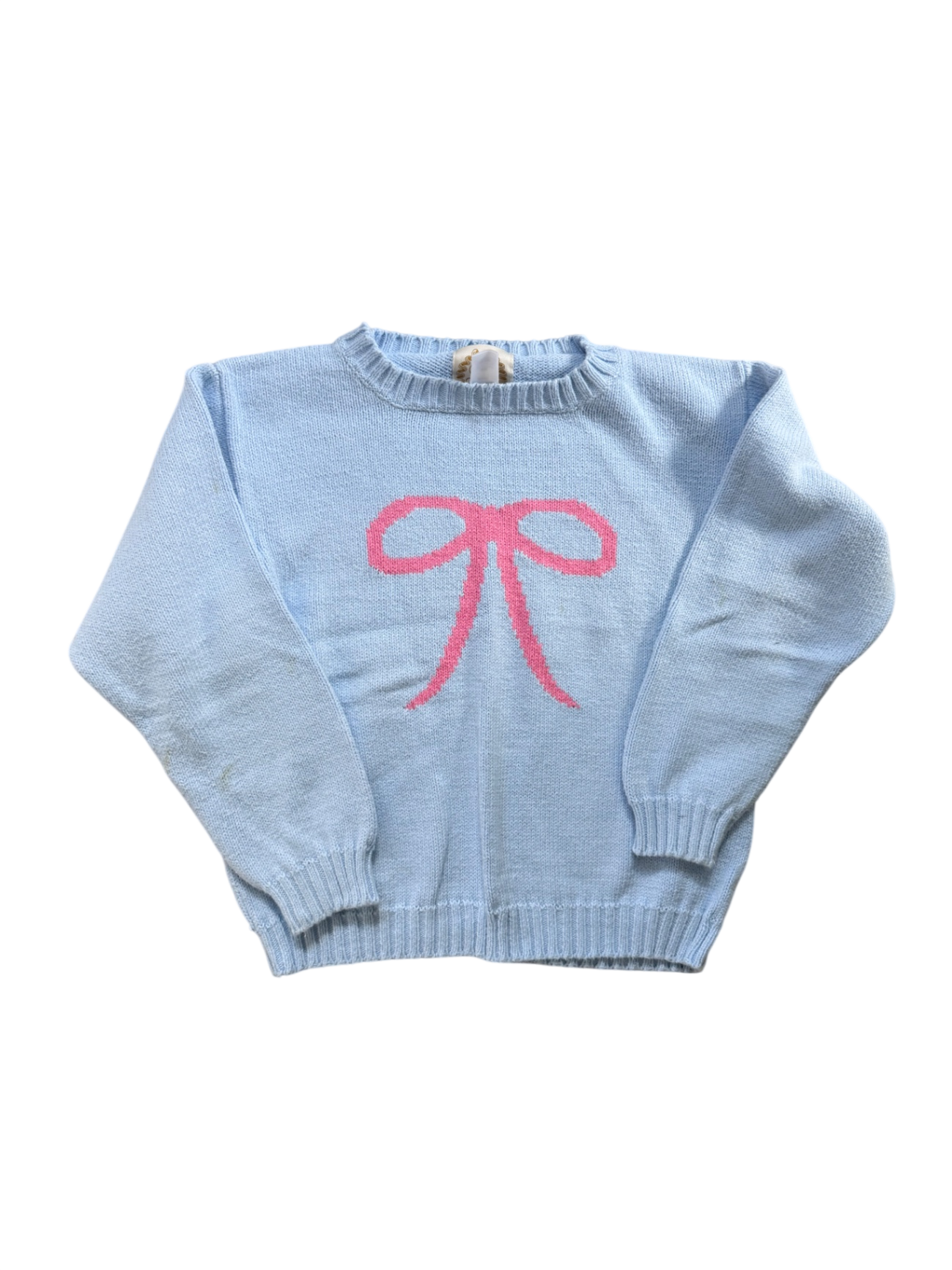 TBBC Blue Sweater Pink Bow VGUC 6 & 7