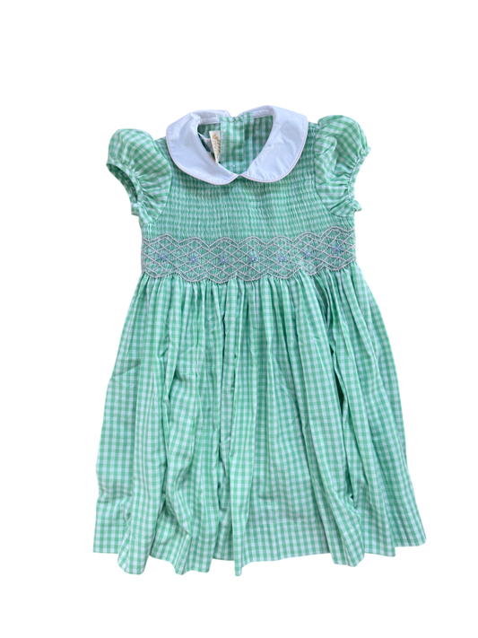 TBBC Green Check Smocked Dress EUC 6