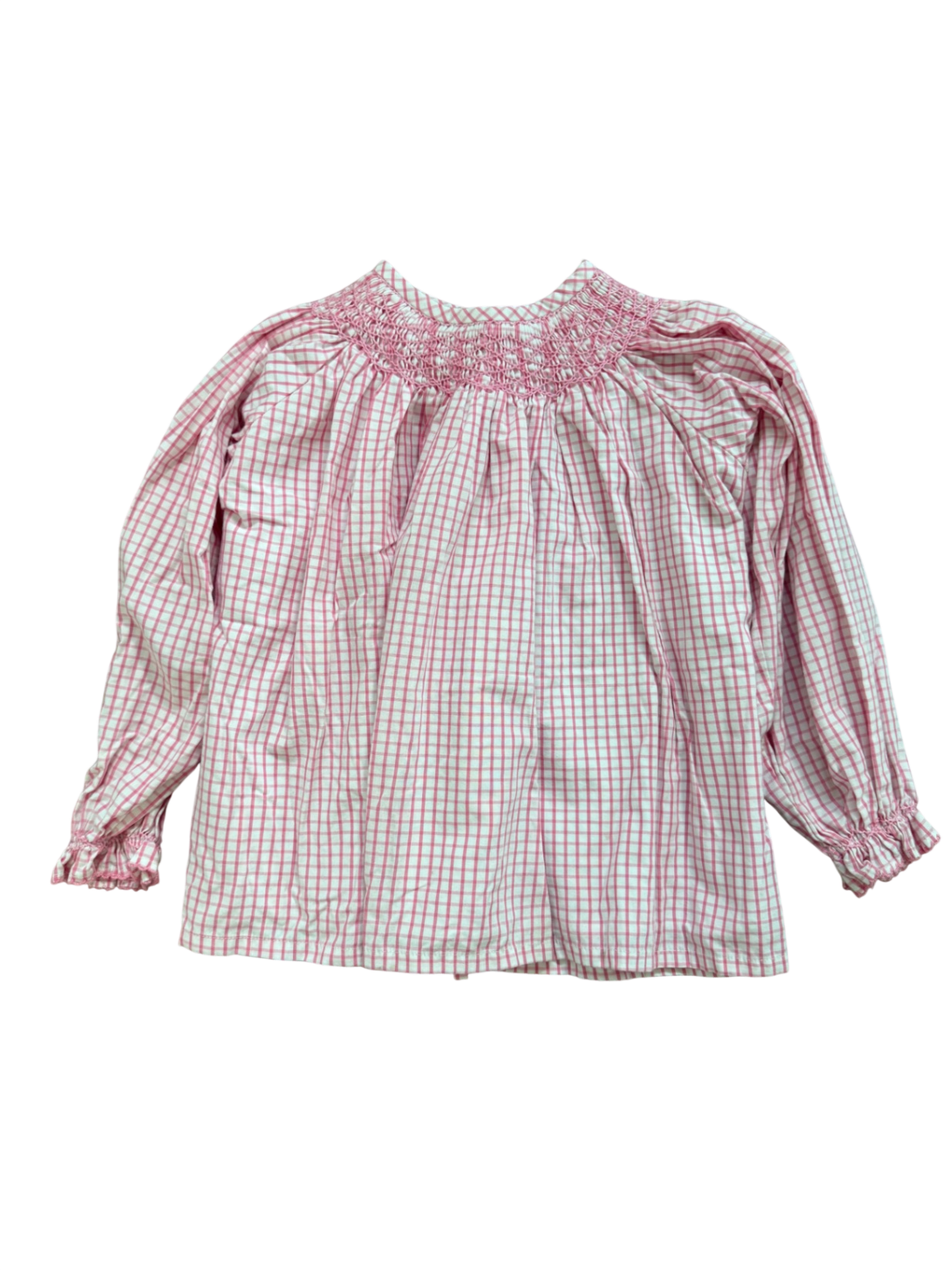 TBBC Pink Check Smocked Top EUC 5 & 6